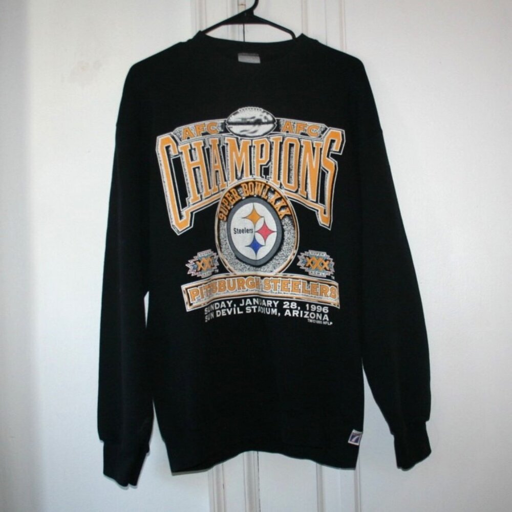 LAST CHANCE! Logo 7 Pittsburgh Steelers '96 SB XXX AFC Champion Sweatshirt Large